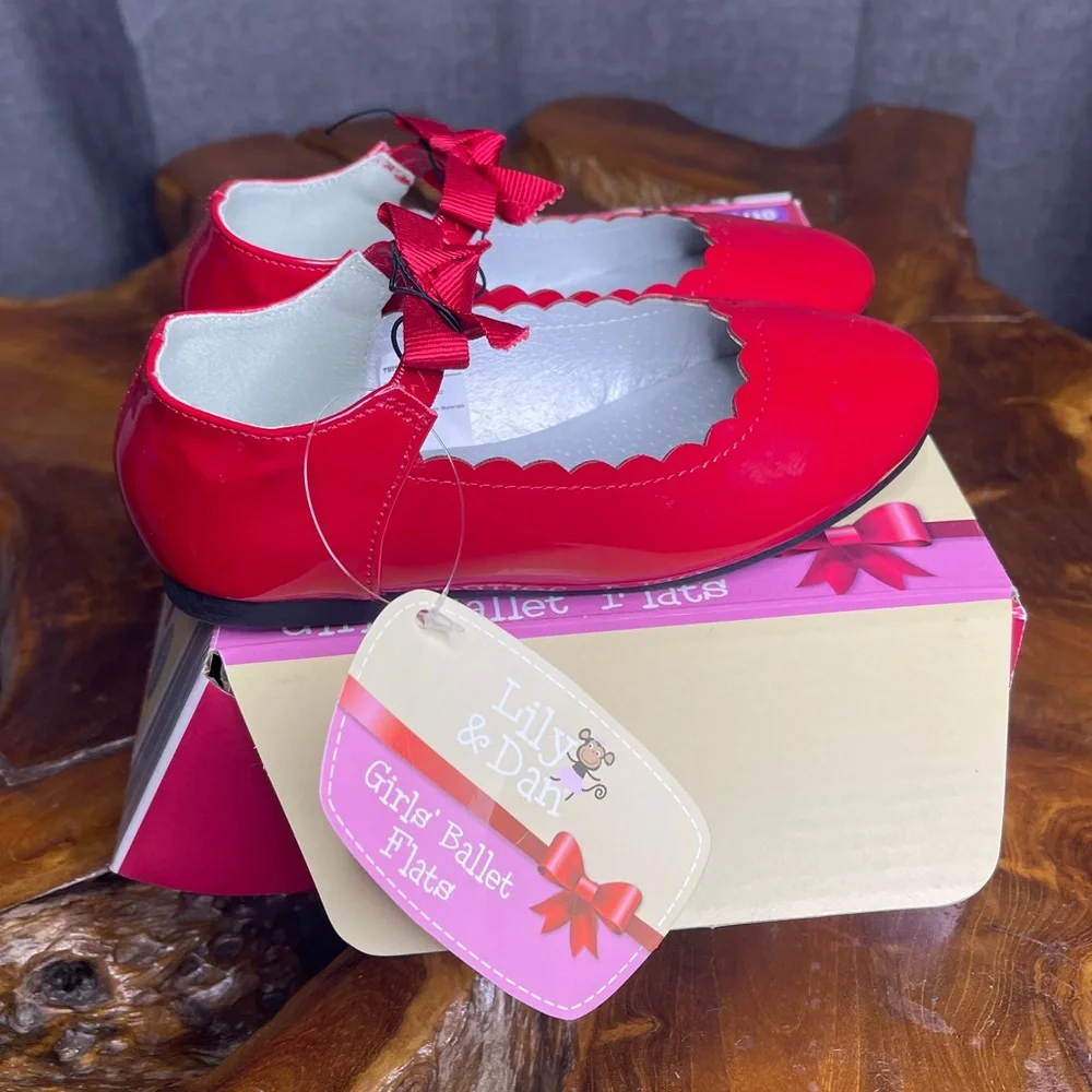 Lily & Dan, Girls Ballet Flats, Size 9/10, Red - Picture 2 of 7